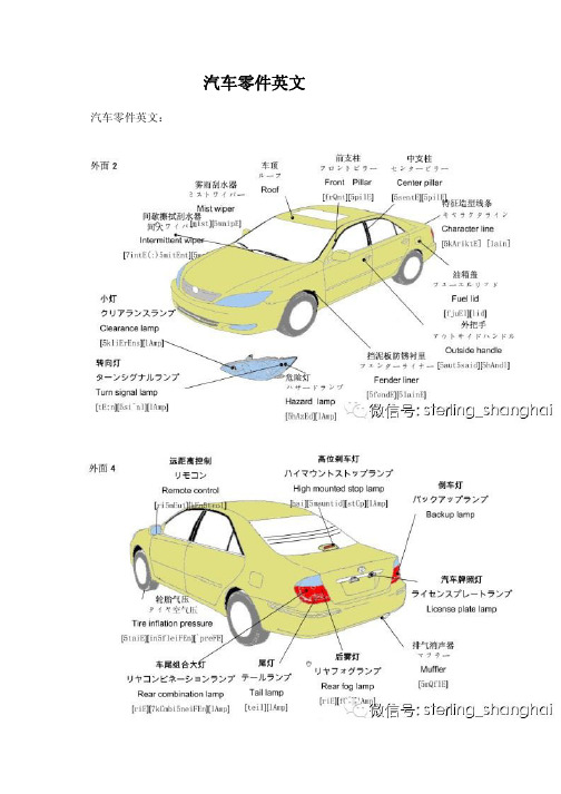 汽车零件中英文对照