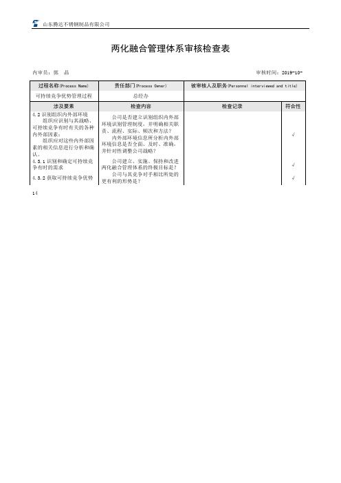 两化融合内审检查表