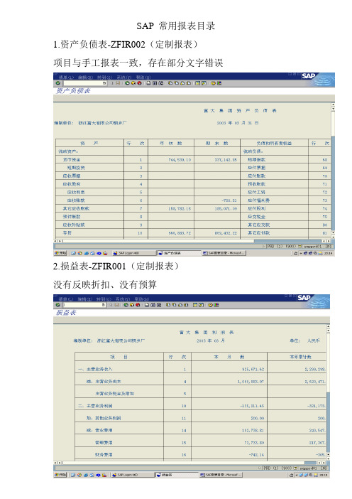 普华永道_富大集团SAP实施项目_102蓝图设计_报表_SAP常用报表目录-NEW