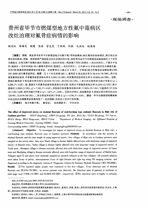 贵州省毕节市燃煤型地方性氟中毒病区改灶治理对氟骨症病情的影响