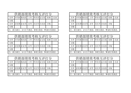 互评打分表