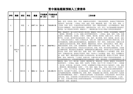 箱梁预制单价及合价