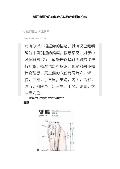 缓解中风的几种按摩方法治疗中风的穴位