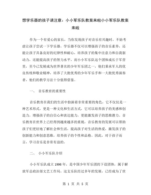 想学乐器的孩子请注意：小小军乐队教案来啦