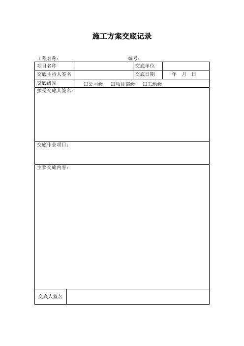 施工方案交底记录表格