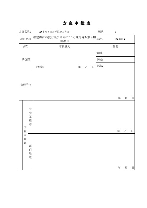 方 案 审 批 表