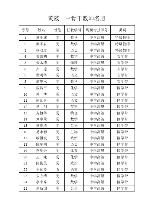 骨干教师统计表