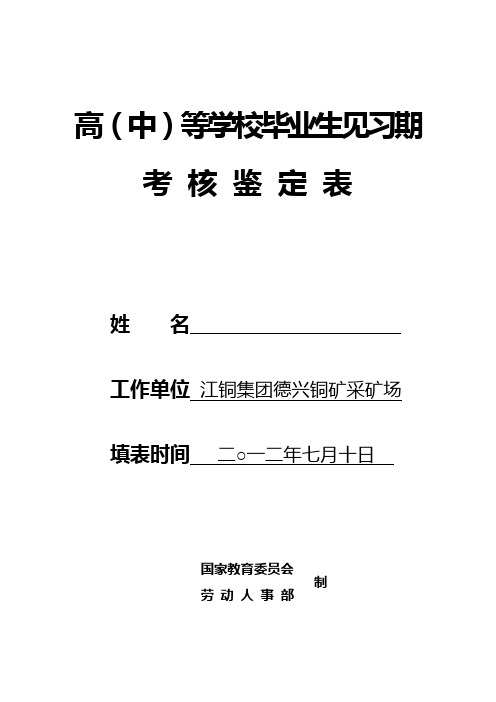 高(中)等学校毕业生见习期考核鉴定表