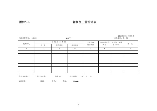 复制加工量统计表