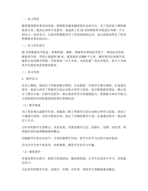 特殊学校岗位实习报告