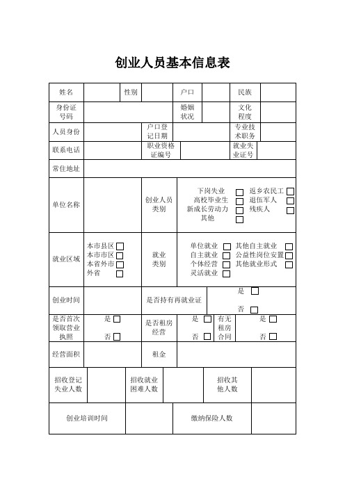 创业人员基本信息表