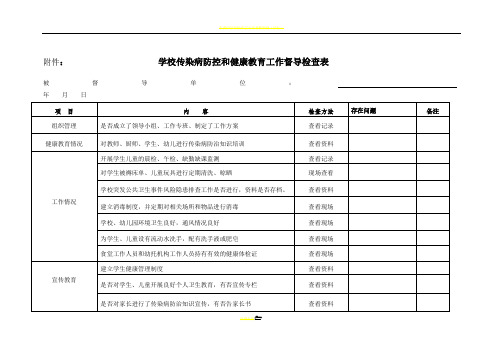 学校传染病常见病防控工作检查表