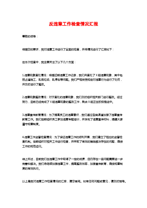 反违章工作检查情况汇报