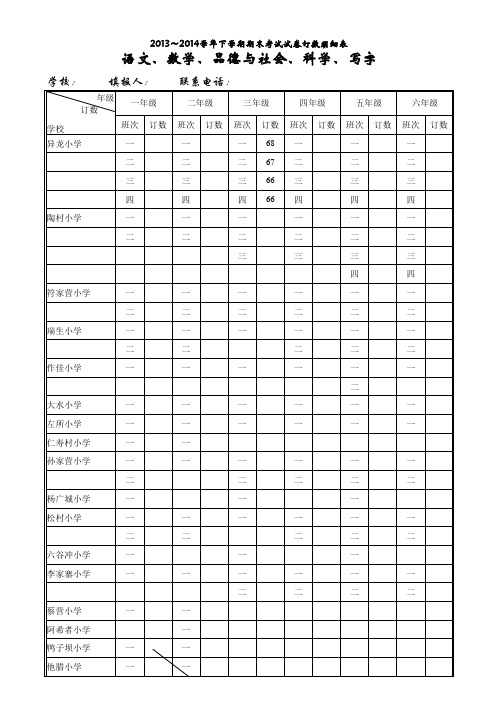 (异龙小学三年级期末试卷订数)