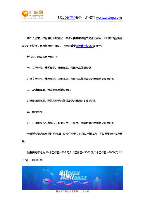 办理版权登记的费用