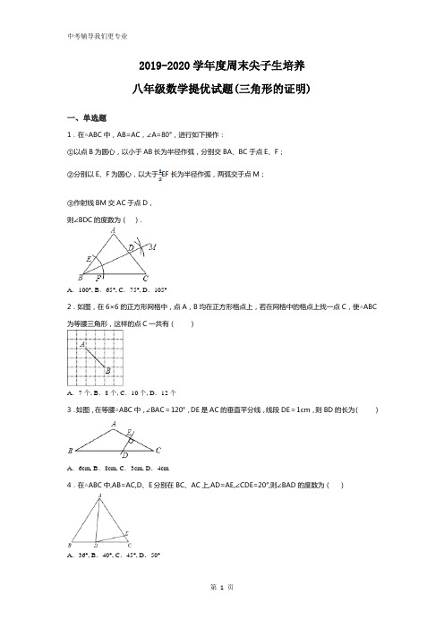 八年级数学三角形证明提优试题