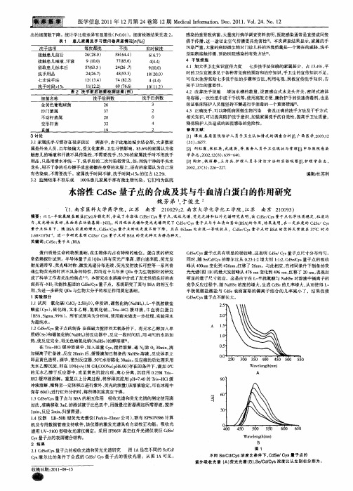 水溶性CdSe量子点的合成及其与牛血清白蛋自的作用研究