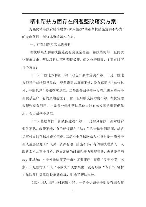 精准帮扶方面存在问题整改落实方案