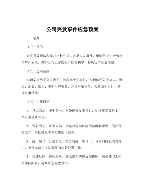 公司突发事件应急预案