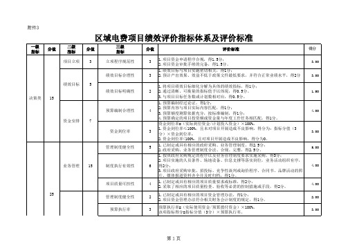 项目绩效评价指标体系及评价标准