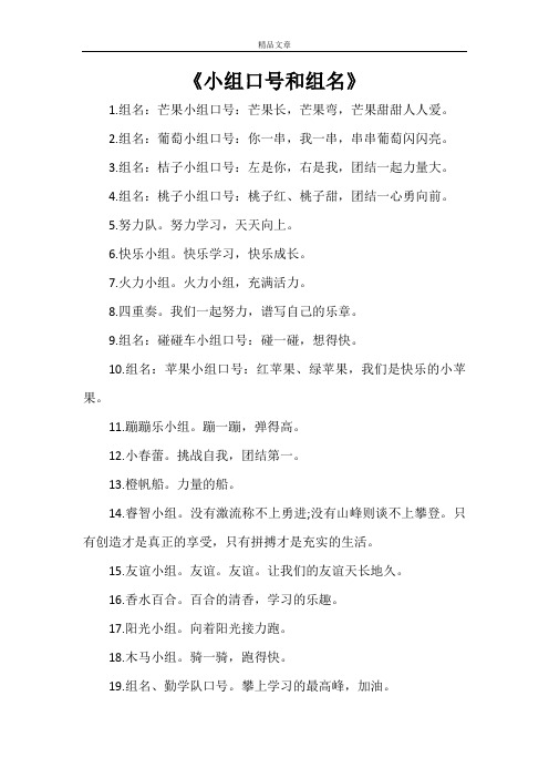 《小组口号和组名》