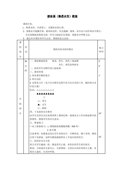 新人教版一至二年级体育《选用教材(可替换为校本内容)  1.游泳  2.呼吸练习》公开课教案_2