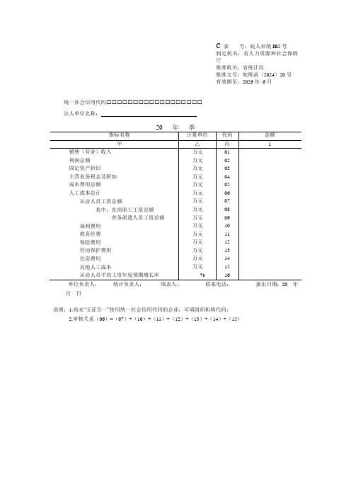 企业人工成本情况