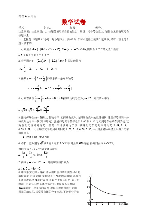 2021届吉林省长春市高三第一次质量监测(一模)数学文试题及答案