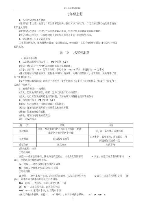 【优质文档】2018年初中地理总复习知识点汇总(人教版)