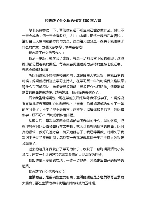 我收获了什么优秀作文500字六篇