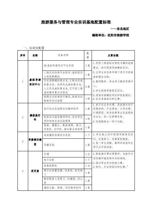 旅游专业实训基地配置标准-东北(沈旅游).