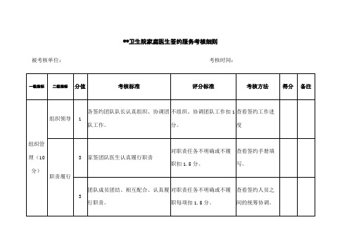 家庭医生签约服务考核细则