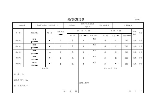 阀门试压记录