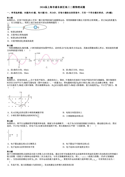 2024届上海市浦东新区高三二模物理试题