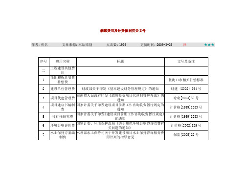 海南概算费用及计费依据有关文件
