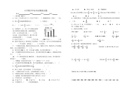 小学数学毕业考试模拟试题1