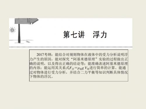 2018年安徽中考物理全程突破课件：第二部分 第七讲  浮力 (共22张PPT)