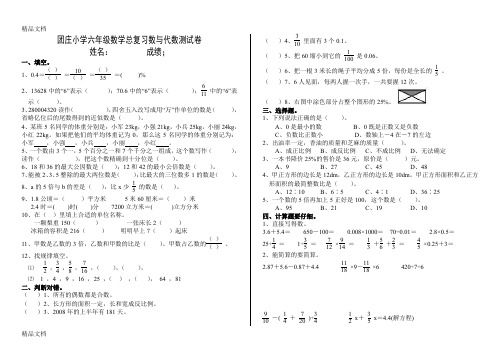 最新北师大版小学数学六年级总复习数与代数测试卷