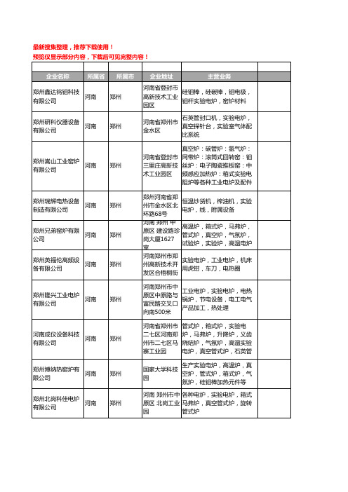 新版河南省郑州实验电炉工商企业公司商家名录名单联系方式大全42家