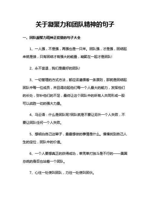 关于凝聚力和团队精神的句子