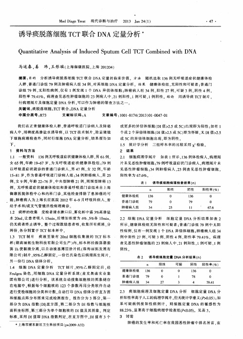 诱导痰脱落细胞TCT联合DNA定量分析