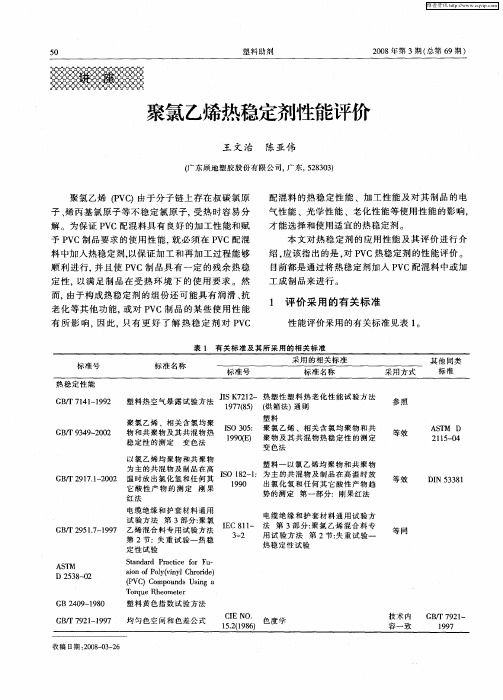 聚氯乙烯热稳定剂性能评价