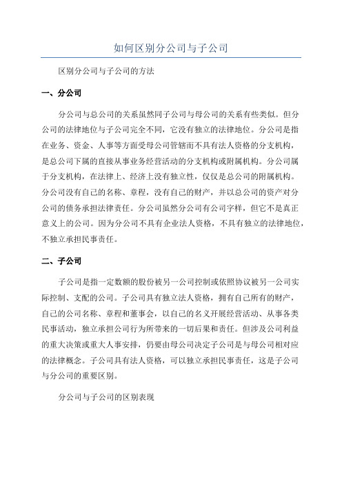 如何区别分公司与子公司