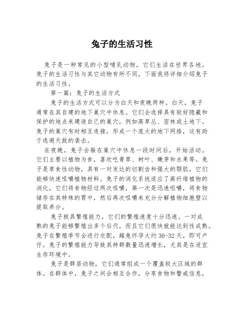 兔子的生活习性2篇