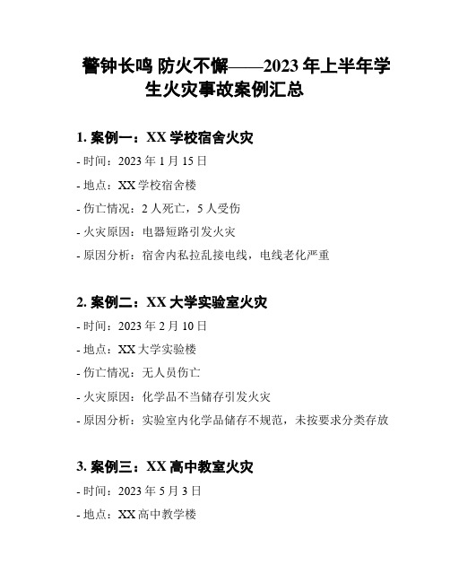 警钟长鸣 防火不懈——2023年上半年学生火灾事故案例汇总