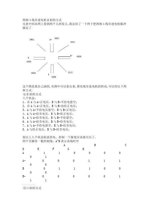 两相4线步进电机8拍的方式