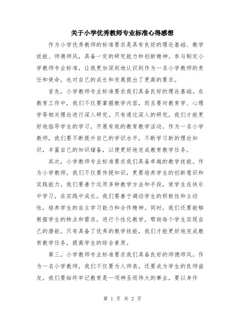 关于小学优秀教师专业标准心得感想