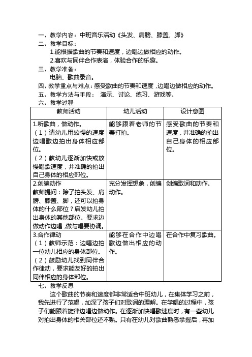 幼儿园音乐:头发、肩膀、膝盖、脚