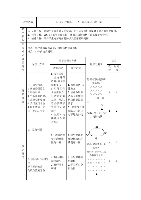 广播操复习教案