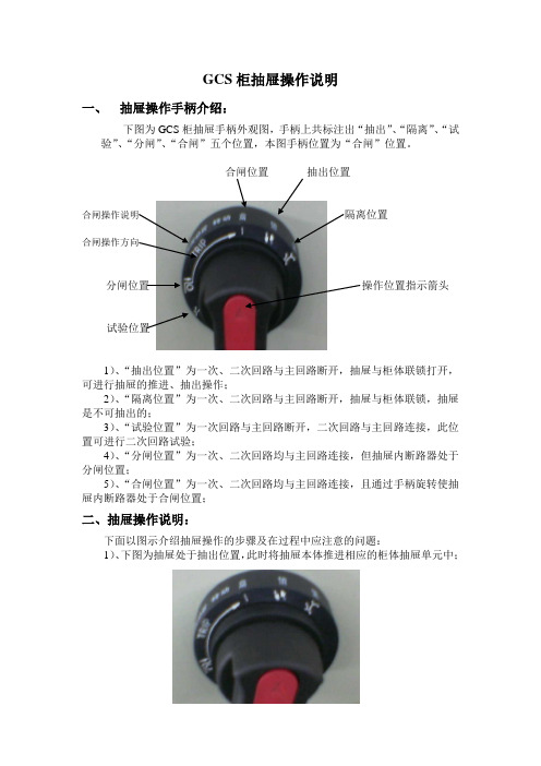 GCS柜抽屉操作说明